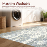 Ultra Soft Area Rug, Non Slip, Stain Resistant, Washable Area Rugs for Living Room, Bedroom, Heirloom Inspired with Weathered Neutral Damask & Scrollwork(Ivory)