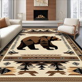 Ultra Soft Area Rug, Non Slip, Stain Resistant, Washable Area Rugs for Living Room, Bedroom, Rustic Wildlife Bear Motif(Brown)