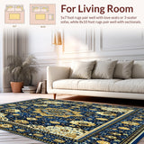 Ultra Soft Area Rug, Non Slip, Stain Resistant, Washable Area Rugs for Living Room, Bedroom, Style Beige Area(Blue)