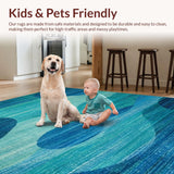 Ultra Soft Area Rug, Non Slip, Stain Resistant, Washable Area Rugs for Living Room, Bedroom, Nautical Sea Life Area Rug Featuring Abstract Seahorse and Marine Blue Gradient(Blue)