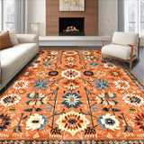 Ultra Soft Area Rug, Non Slip, Stain Resistant, Washable Area Rugs for Living Room, Bedroom, Earthy Southwestern Tile Design(Orange)