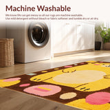 Ultra Soft Area Rug, Non Slip, Stain Resistant, Washable Area Rugs for Living Room, Bedroom, Cozy Teddy Bear Lettering Pattern(Yellow)