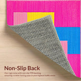 Ultra Soft Area Rug, Non Slip, Stain Resistant, Washable Area Rugs for Living Room, Bedroom, Whimsical Pink Geometric Play Surface(Pink)