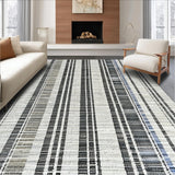 Ultra Soft Area Rug, Non Slip, Stain Resistant, Washable Area Rugs for Living Room, Bedroom, KaHouen Modern Stripe Accent Rug Black and White Outdoor Carpet(Black)