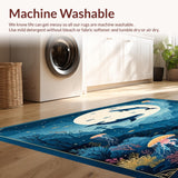Ultra Soft Area Rug, Non Slip, Stain Resistant, Washable Area Rugs for Living Room, Bedroom, Enchanted Ocean Boho Area Rug Kids Room Playmat Carpet(Blue)