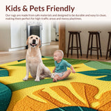 Ultra Soft Area Rug, Non Slip, Stain Resistant, Washable Area Rugs for Living Room, Bedroom, Tropical Monstera Bathroom Rug for Kids Rooms(Yellow)