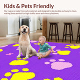 Ultra Soft Area Rug, Non Slip, Stain Resistant, Washable Area Rugs for Living Room, Bedroom, Delightful Soft Paw Print Composition(Purple)