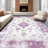 Ultra Soft Area Rug, Non Slip, Stain Resistant, Washable Area Rugs for Living Room, Bedroom, Rustic Vintage Patterned Charm(Purple)
