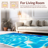Ultra Soft Area Rug, Non Slip, Stain Resistant, Washable Area Rugs for Living Room, Bedroom, Chic 3D Water-Inspired Motif(Blue)