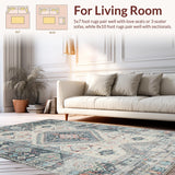 Ultra Soft Area Rug, Non Slip, Stain Resistant, Washable Area Rugs for Living Room, Bedroom, Eclectic Geometric Textured Motif(Gray)
