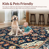 Ultra Soft Area Rug, Non Slip, Stain Resistant, Washable Area Rugs for Living Room, Bedroom, Artistic Boho Distressed Motif(Blue)