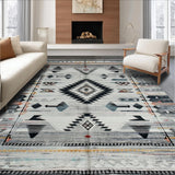 Ultra Soft Area Rug, Non Slip, Stain Resistant, Washable Area Rugs for Living Room, Bedroom, Chic Southwest Inspired Design(Gray)