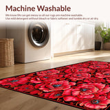 Ultra Soft Area Rug, Non Slip, Stain Resistant, Washable Area Rugs for Living Room, Bedroom, Chic Modern Rose Motif(Red)