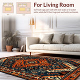 Ultra Soft Area Rug, Non Slip, Stain Resistant, Washable Area Rugs for Living Room, Bedroom, Rustic Black and White Trellis Design(Black)