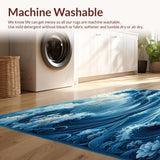 Ultra Soft Area Rug, Non Slip, Stain Resistant, Washable Area Rugs for Living Room, Bedroom, Large Area Rug for Deck Ocean Wave Design(Blue)