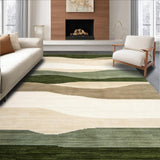 Ultra Soft Area Rug, Non Slip, Stain Resistant, Washable Area Rugs for Living Room, Bedroom, Stripe Area Low Pile Non Slip(Green)