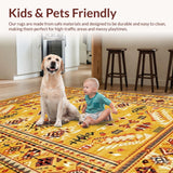 Ultra Soft Area Rug, Non Slip, Stain Resistant, Washable Area Rugs for Living Room, Bedroom, Charming Crochet Detail Accent(Yellow)