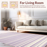 Ultra Soft Area Rug, Non Slip, Stain Resistant, Washable Area Rugs for Living Room, Bedroom, Transitional Warm Tone Stripes(Purple)