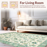 Ultra Soft Area Rug, Non Slip, Stain Resistant, Washable Area Rugs for Living Room, Bedroom, Eclectic Soft Pastel Floral Motif(Beige)