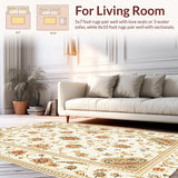 Ultra Soft Area Rug, Non Slip, Stain Resistant, Washable Area Rugs for Living Room, Bedroom, Vintage Paisley Floral Entryway Non-Slip Rug(Beige)