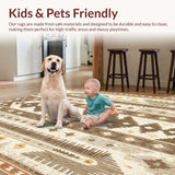 Ultra Soft Area Rug, Non Slip, Stain Resistant, Washable Area Rugs for Living Room, Bedroom, Tribal Farmhouse Non-Slip Entryway Area Carpet(Beige)