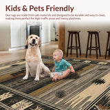 Ultra Soft Area Rug, Non Slip, Stain Resistant, Washable Area Rugs for Living Room, Bedroom, Rustic Wildlife Brown Tapestry(Gray)