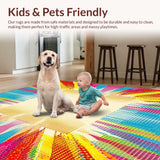 Ultra Soft Area Rug, Non Slip, Stain Resistant, Washable Area Rugs for Living Room, Bedroom, Geometric Burst Vibrant Multi Colors and Beige Hues(Yellow)