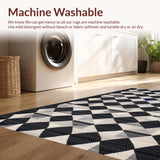 Ultra Soft Area Rug, Non Slip, Stain Resistant, Washable Area Rugs for Living Room, Bedroom, Elegant Abstract Patterned Entrance Mat(Black)