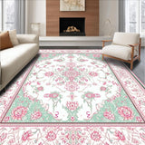 Ultra Soft Area Rug, Non Slip, Stain Resistant, Washable Area Rugs for Living Room, Bedroom, Ornate Floral Fluffy for Nursery(White)