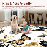Ultra Soft Area Rug, Non Slip, Stain Resistant, Washable Area Rugs for Living Room, Bedroom, Artistic Insect Pattern Fusion(Gold)