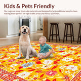 Ultra Soft Area Rug, Non Slip, Stain Resistant, Washable Area Rugs for Living Room, Bedroom, Eclectic Colorful Garden Layout(Yellow)