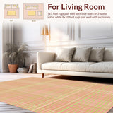Ultra Soft Area Rug, Non Slip, Stain Resistant, Washable Area Rugs for Living Room, Bedroom, Vibrant Contemporary Checkered Aesthetic(Red)