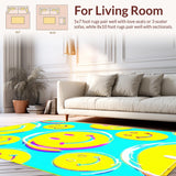 Ultra Soft Area Rug, Non Slip, Stain Resistant, Washable Area Rugs for Living Room, Bedroom, Pastel Playful Smiley Faces(Yellow)