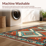Ultra Soft Area Rug, Non Slip, Stain Resistant, Washable Area Rugs for Living Room, Bedroom, Elegant Vibrant Diamond Elements(Red)