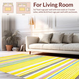 Ultra Soft Area Rug, Non Slip, Stain Resistant, Washable Area Rugs for Living Room, Bedroom, Playful Multi-Hued Stripe Blend(Yellow)