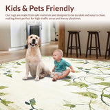 Artistic Distressed Area with Ornate Botanical Design(Beige)