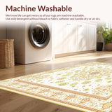 Ultra Soft Area Rug, Non Slip, Stain Resistant, Washable Area Rugs for Living Room, Bedroom, Artisan Crafted Round with Elaborate Inspired Design(Ivory)