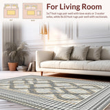 Ultra Soft Area Rug, Non Slip, Stain Resistant, Washable Area Rugs for Living Room, Bedroom, Sophisticated Minimalist Tiled Aesthetic(Gray)