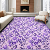 Ultra Soft Area Rug, Non Slip, Stain Resistant, Washable Area Rugs for Living Room, Bedroom, Minimalist Purple Blossom Theme(Pink)