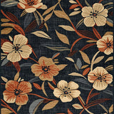 Ultra Soft Area Rug, Non Slip, Stain Resistant, Washable Area Rugs for Living Room, Bedroom, Trendy Rustic Floral Symmetry(Black)
