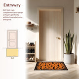 Ultra Soft Area Rug, Non Slip, Stain Resistant, Washable Area Rugs for Living Room, Bedroom, Unique Seasonal Bat Illustration(Orange)