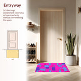 Ultra Soft Area Rug, Non Slip, Stain Resistant, Washable Area Rugs for Living Room, Bedroom, Cute Minimalist Floral Geometry(Pink)