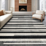 Ultra Soft Area Rug, Non Slip, Stain Resistant, Washable Area Rugs for Living Room, Bedroom, Elegant Black and White Stripe Floor Covering(Black)