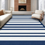 Ultra Soft Area Rug, Non Slip, Stain Resistant, Washable Area Rugs for Living Room, Bedroom, Chic Beachside Linear Design(Blue)