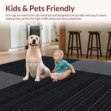 Ultra Soft Area Rug, Non Slip, Stain Resistant, Washable Area Rugs for Living Room, Bedroom, Sleek Contemporary Minimalist Style(Gray)
