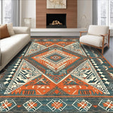 Ultra Soft Area Rug, Non Slip, Stain Resistant, Washable Area Rugs for Living Room, Bedroom, Artful Abstract Trellis Composition(Orange)