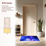 Ultra Soft Area Rug, Non Slip, Stain Resistant, Washable Area Rugs for Living Room, Bedroom, Radiant Cosmic Wave Illustration(Blue)