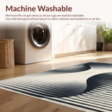 Ultra Soft Area Rug, Non Slip, Stain Resistant, Washable Area Rugs for Living Room, Bedroom, Abstract Wavy Stripes Carpet With Contemporary Artistic Expression(Gray)