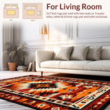 Ultra Soft Area Rug, Non Slip, Stain Resistant, Washable Area Rugs for Living Room, Bedroom, Vintage Artistic Geometric Print(Orange)