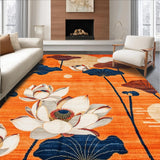 Ultra Soft Area Rug, Non Slip, Stain Resistant, Washable Area Rugs for Living Room, Bedroom, Tropical Floral Oasis Vibes(Orange)